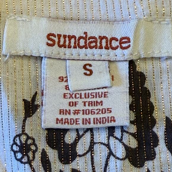 Sundance Floral Embroidered Boho Top Beaded and Lurex Thread Womens Small - Picture 5 of 10